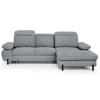 ECKSCHLAFSOFA Sora Mini mit verstellbaren Kopfstützen und Schlaffunktion, Chenille-Stoff, Grau, Rechts - Schwarz/Grau, Textil (190/285cm) - Beautysofa