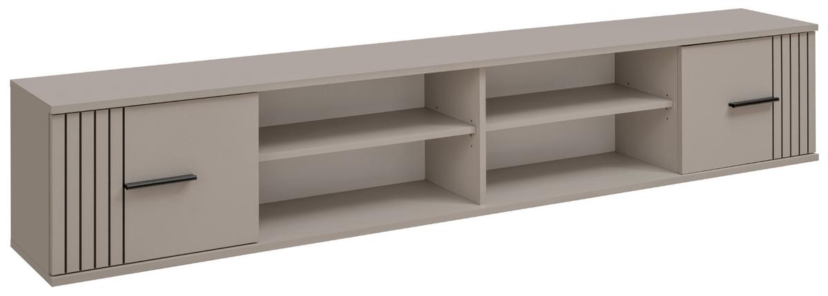 HÄNGERREGAL Kaschmir 204 x 39 cm, Wandregal mit 6 Fächern - Kaschmir/Schwarz, Holzwerkstoff/Kunststoff (204/39/30cm) - Inn.Furn