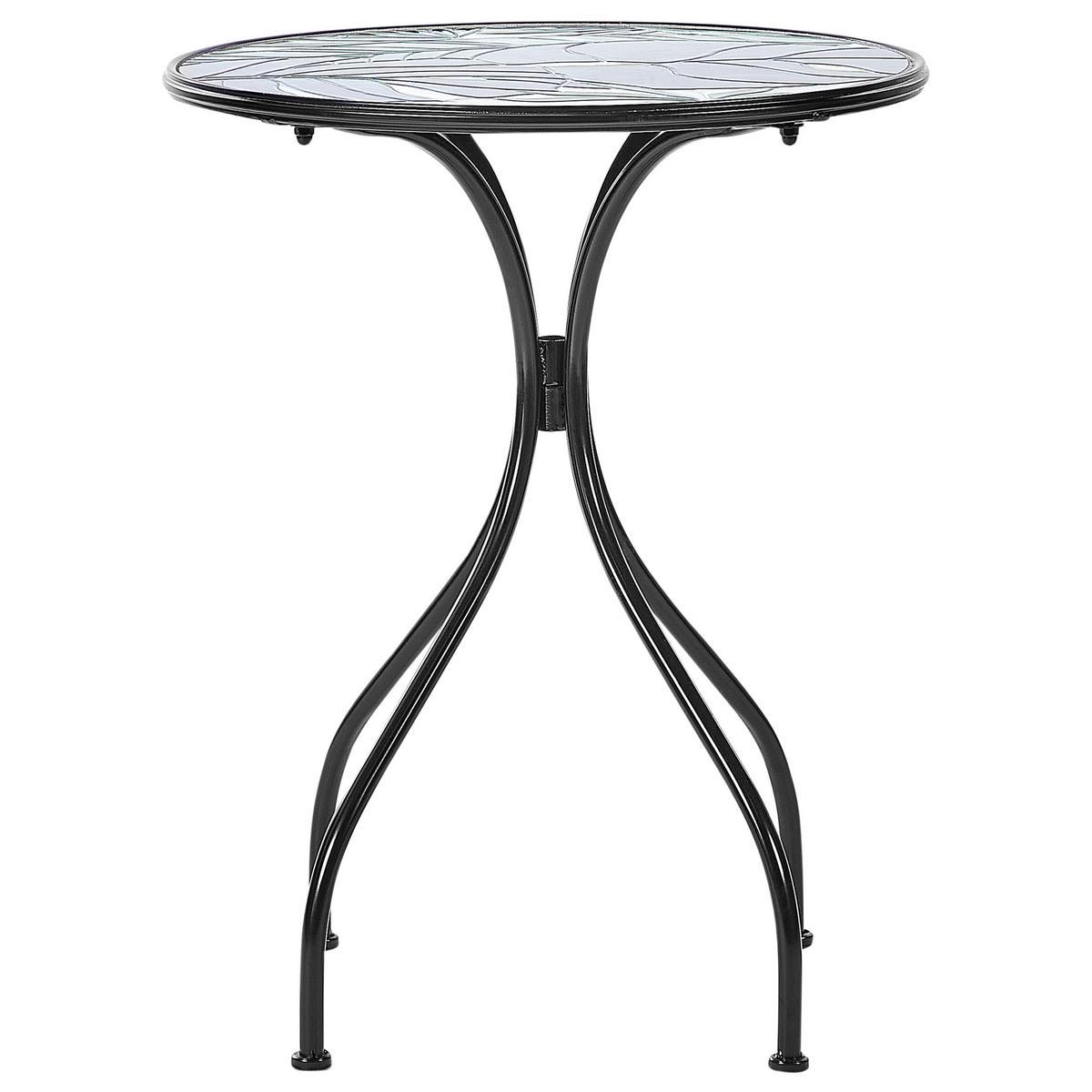 GARTENTISCH Keramik Schwarz Cozzana - Schwarz/Grün, Metall (60/60/75cm) - Beliani
