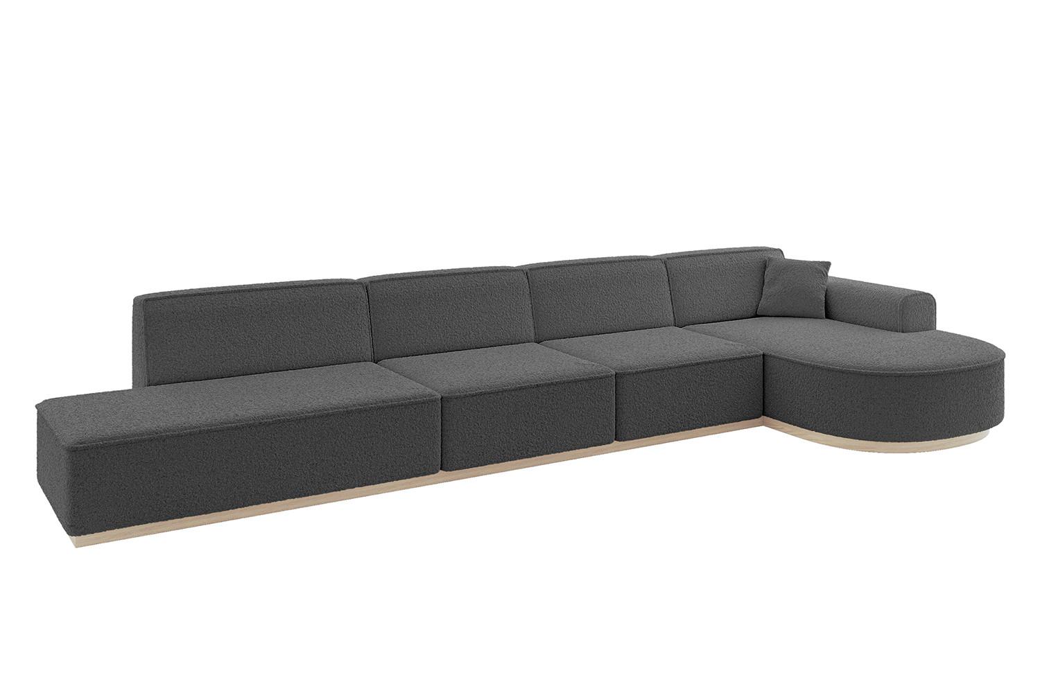 ECKSOFA Ottomane Rechts ARRIO-L3 - 413x171x83 cm Grau - Grau, Holzwerkstoff/Textil (413/171cm) - ALTDECOR