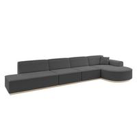 ECKSOFA Ottomane Rechts ARRIO-L3 - 413x171x83 cm Grau - Grau, Holzwerkstoff/Textil (413/171cm) - ALTDECOR
