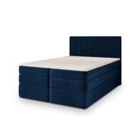 BOXSPRINGBETT FELBIO 200x200 cm mit Matratze und Topper, H2+H3 - Blau - Blau, Holz (200/200cm) - MASSENO