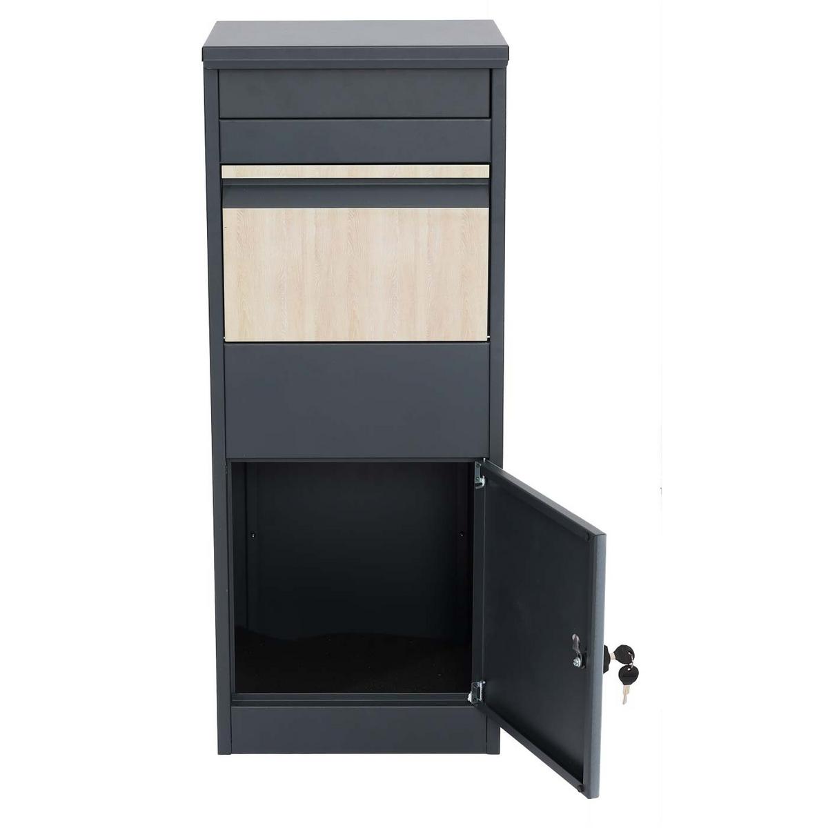 PAKETKASTEN GRÖßE L rechteckig Anthrazit, Braun - Anthrazit/Braun, Metall (41/102/38cm) - MCW