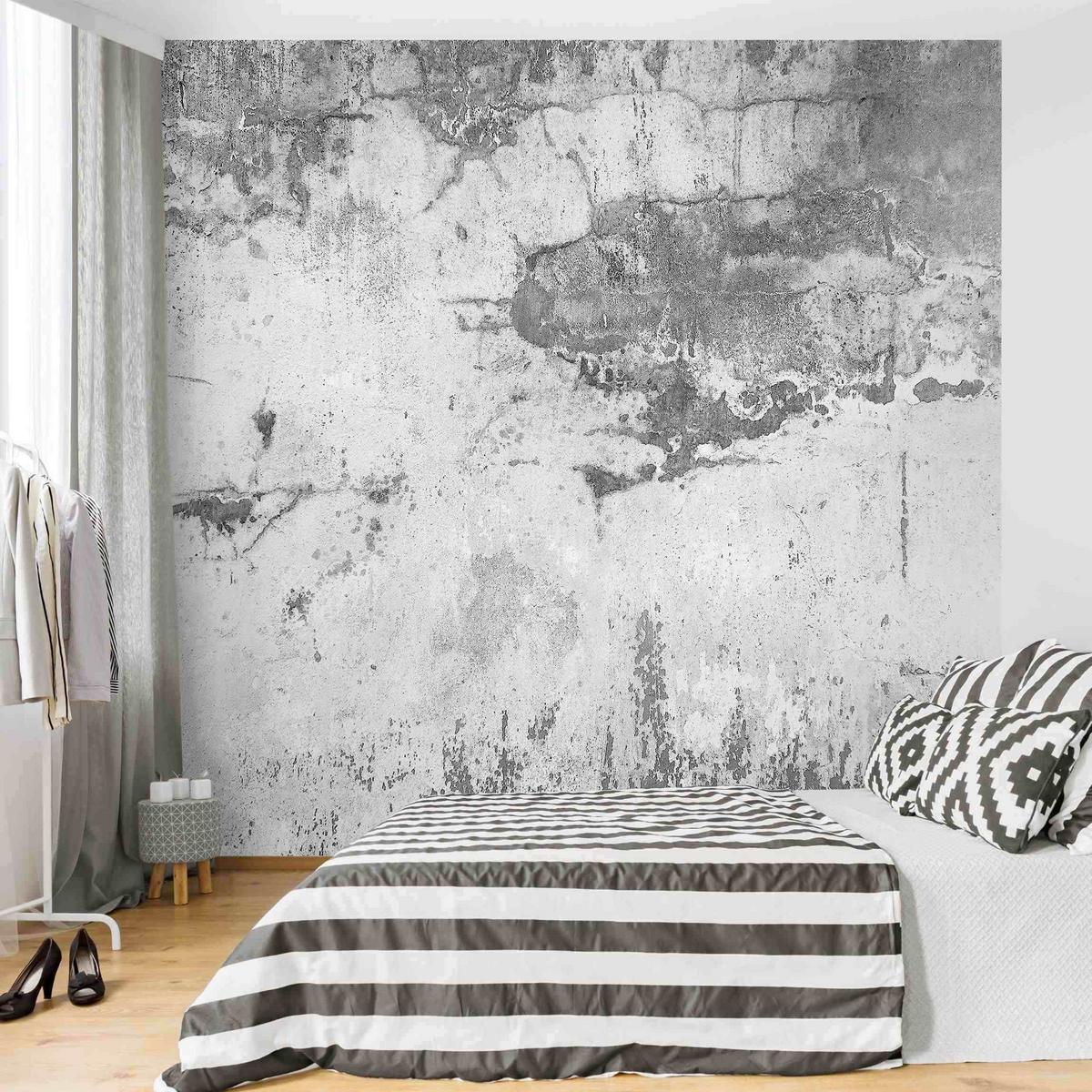 FOTOTAPETE Grunge Betonwand Grau 288/288 cm - Grau, Papier (288/288cm) - Bilderwelten