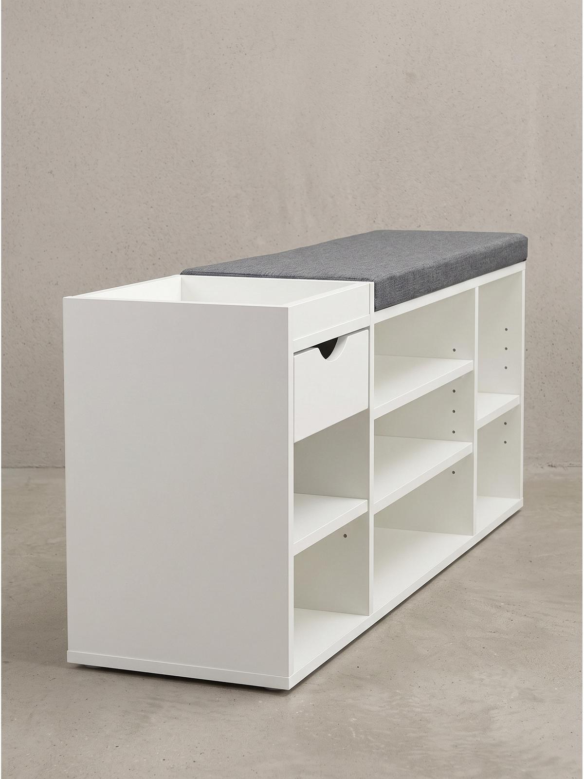 GARDEROBENBANK CARTAGENA, Stoff, Weiß, 100 x 30 x 45 cm - Weiß/Grau, Holzwerkstoff/Textil (100/45/30cm) - KADIMA DESIGN