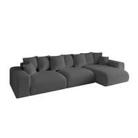 ECKSOFA Ottomane rechts ESKAR-L2 364x176x72 Platinfarben Bouclé - Platinfarben/Schwarz, Holzwerkstoff/Kunststoff (176/364cm) - ALTDECOR