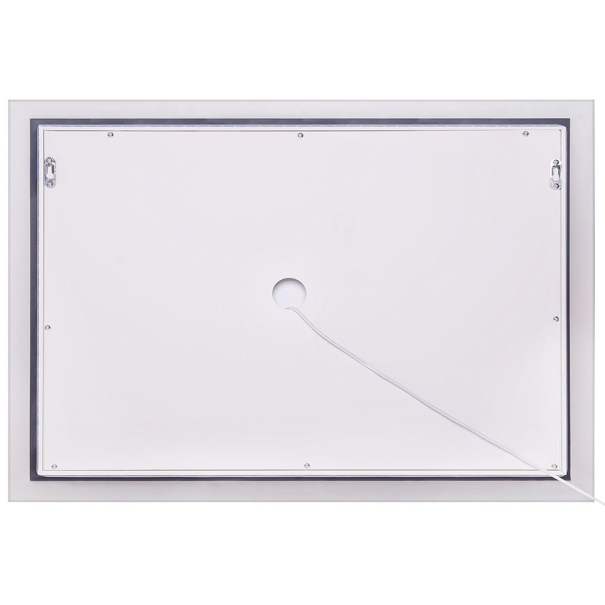BADSPIEGEL mit LED-Beleuchtung rechteckig 80/60 cm Adour - Silberfarben, Kunststoff (80/60/4cm) - Beliani