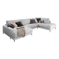 WOHNLANDSCHAFT CARA Hellgrau Cord - Hellgrau/Schwarz, Textil (341/84/223cm) - KAWOLA