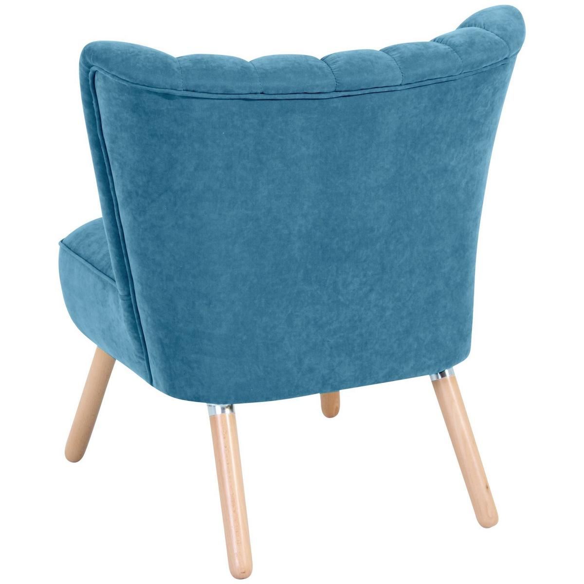SESSEL Kadisha Bezug Velourstoff Buche natur / petrol - Blau/Buchefarben, Kunststoff (70/80/66cm) - 58aufmkessel
