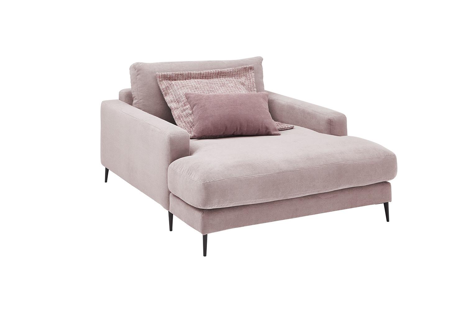LONGSEAT CARA Pink Cord - Schwarz/Rosa, Textil/Metall (132/84/170cm) - KAWOLA