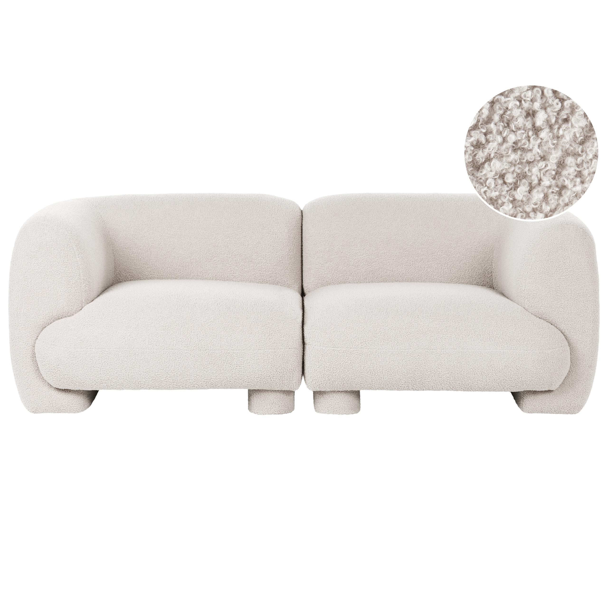 MODULSOFA 2-Sitzer Cremeweiß Bouclé Mjalbi - Creme, Textil (194/69/91cm) - Beliani