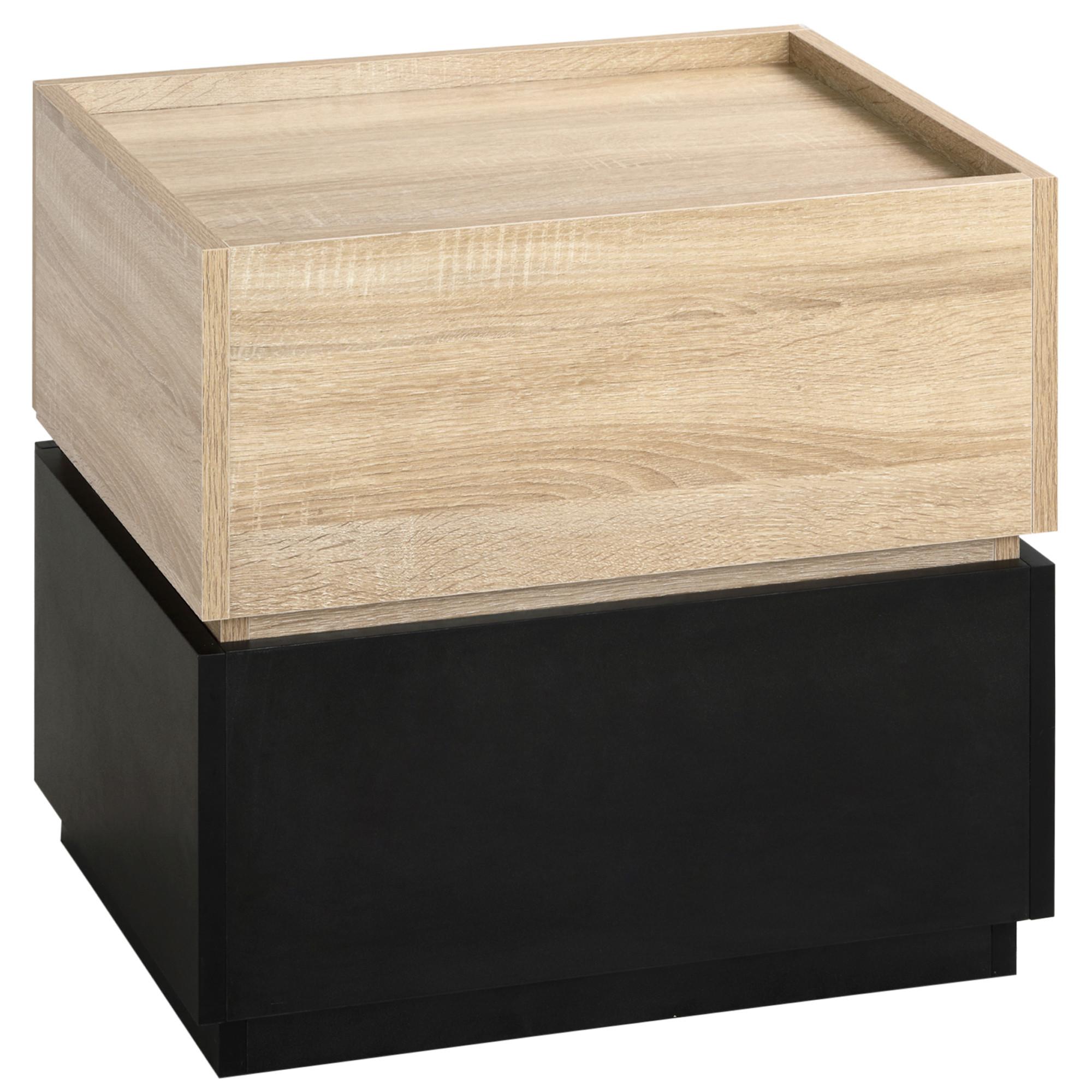 NACHTTISCH mit Schublade, Schwarz+Natur 50 x 40 x 47,5 cm - Schwarz, Holzwerkstoff (40/47.5/50cm) - HOMCOM