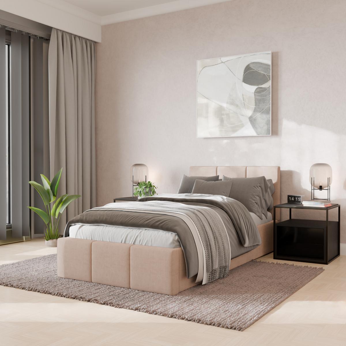 POLSTERBETT für Schlafzimmer Bett mit Stauraum Creme 90x200 - Weiß, Holzwerkstoff/Metall (90/200cm) - Muralo