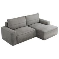 ECKSOFA BELLUNO L Hellgrau Velvet - Rechts - Hellgrau/Schwarz, Textil (233/144cm) - MKS