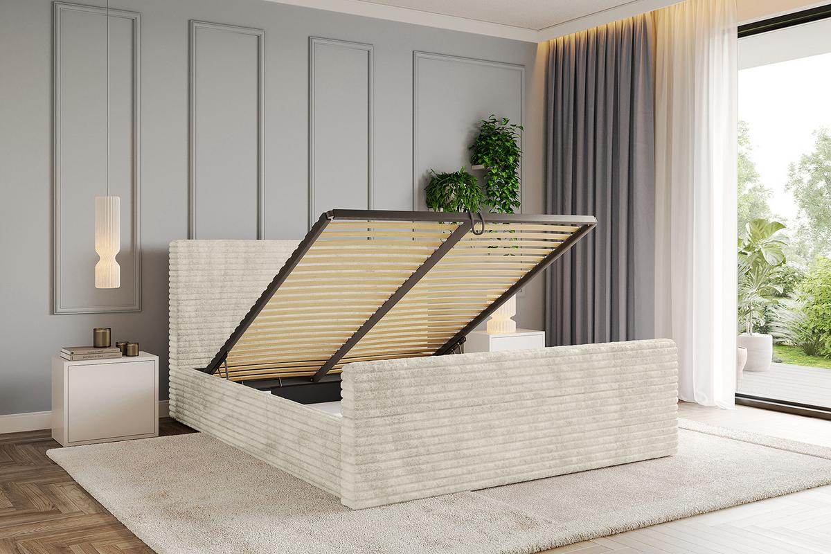 POLSTERBETT mit Bettkasten, Fußteil und Lattenrost, Boxbett ohne Matratze - ALOVA-Z 120x200 Beige - Beige, Holzwerkstoff/Textil (120/200cm) - ALTDECOR