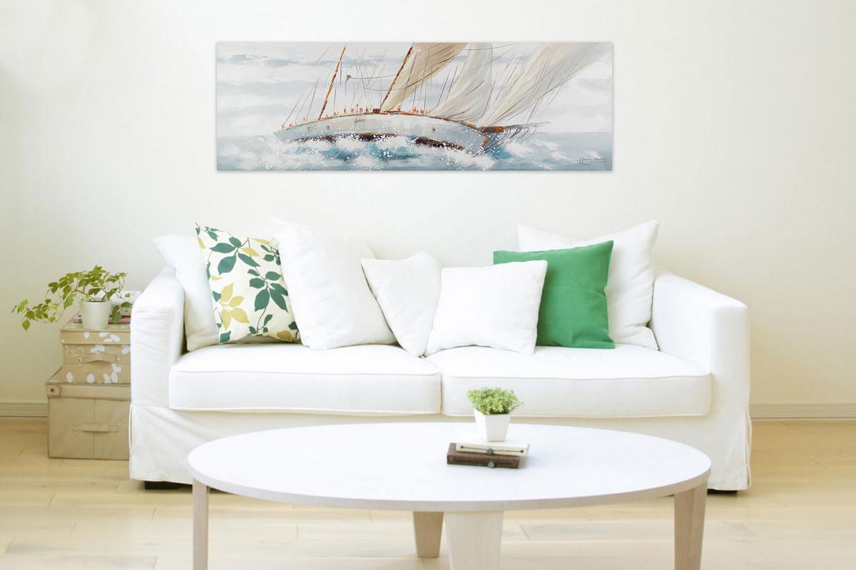 ÖLGEMÄLDE 150/50 cm - Weiß, Holz/Textil (150/50cm) - KUNSTLOFT