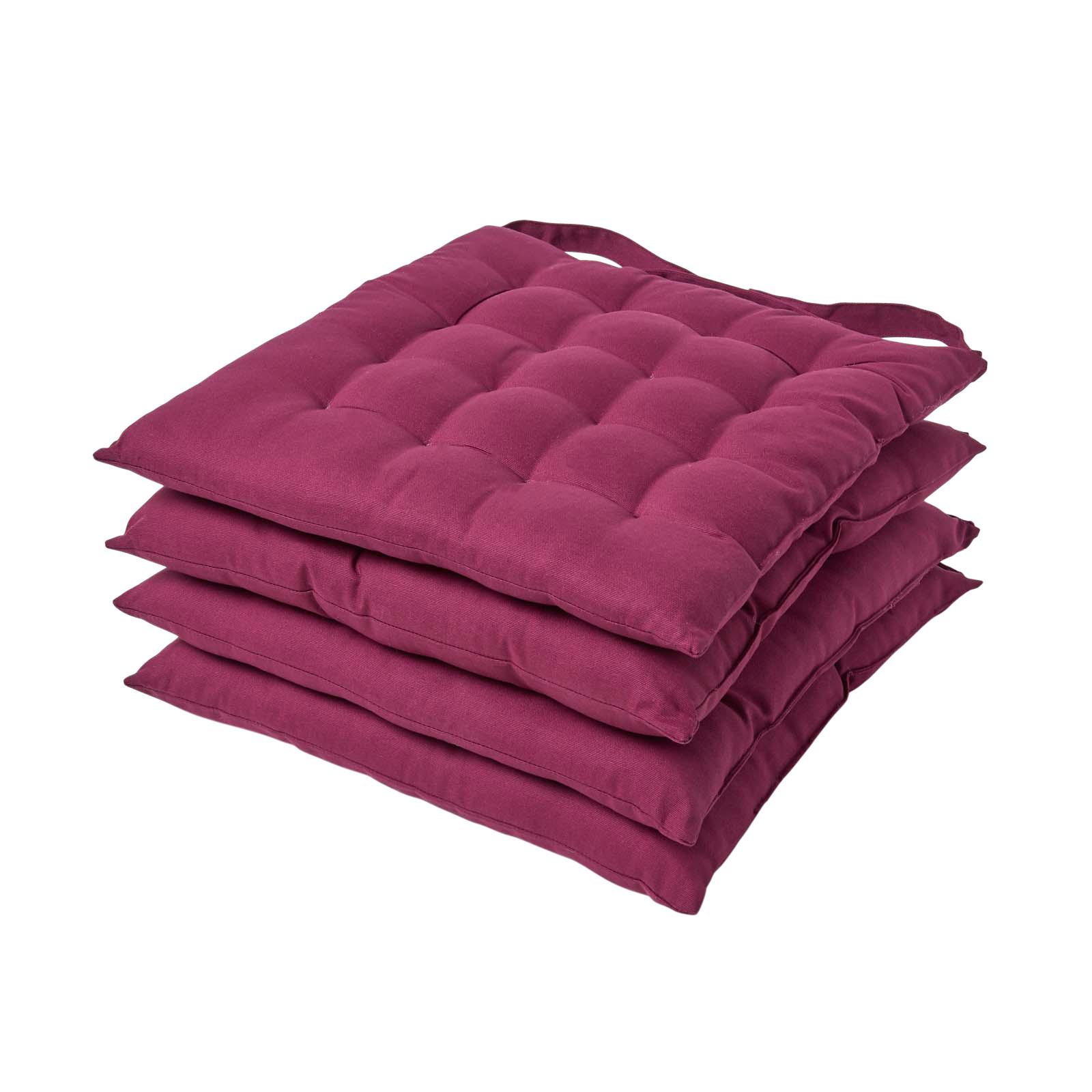 STUHLKISSEN 4er-Set weinrot 40/40/6,5 cm - Weinrot, Textil (40/40/6.5cm) - Homescapes