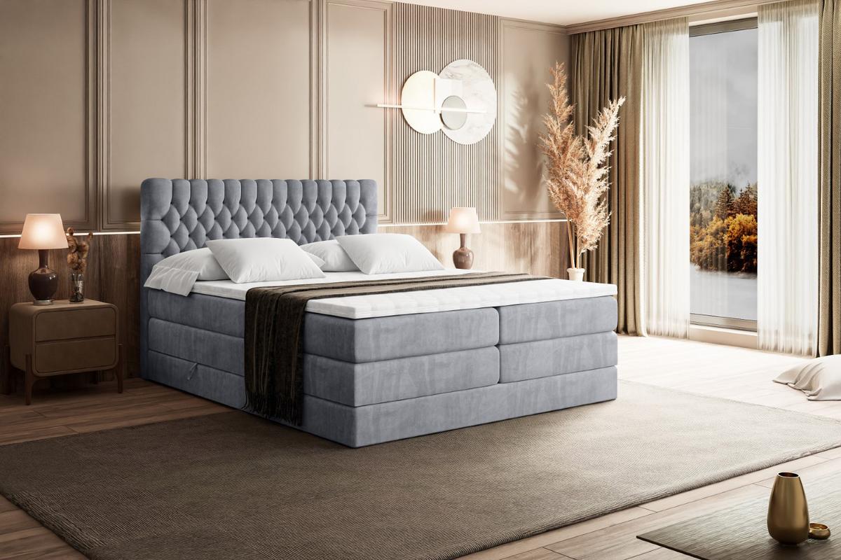 BOXSPRINGBETT SERENE KING - 180 x 200 - H3/H4 - Hellgrau - Hellgrau, Holzwerkstoff (180/200cm) - ALTDECOR