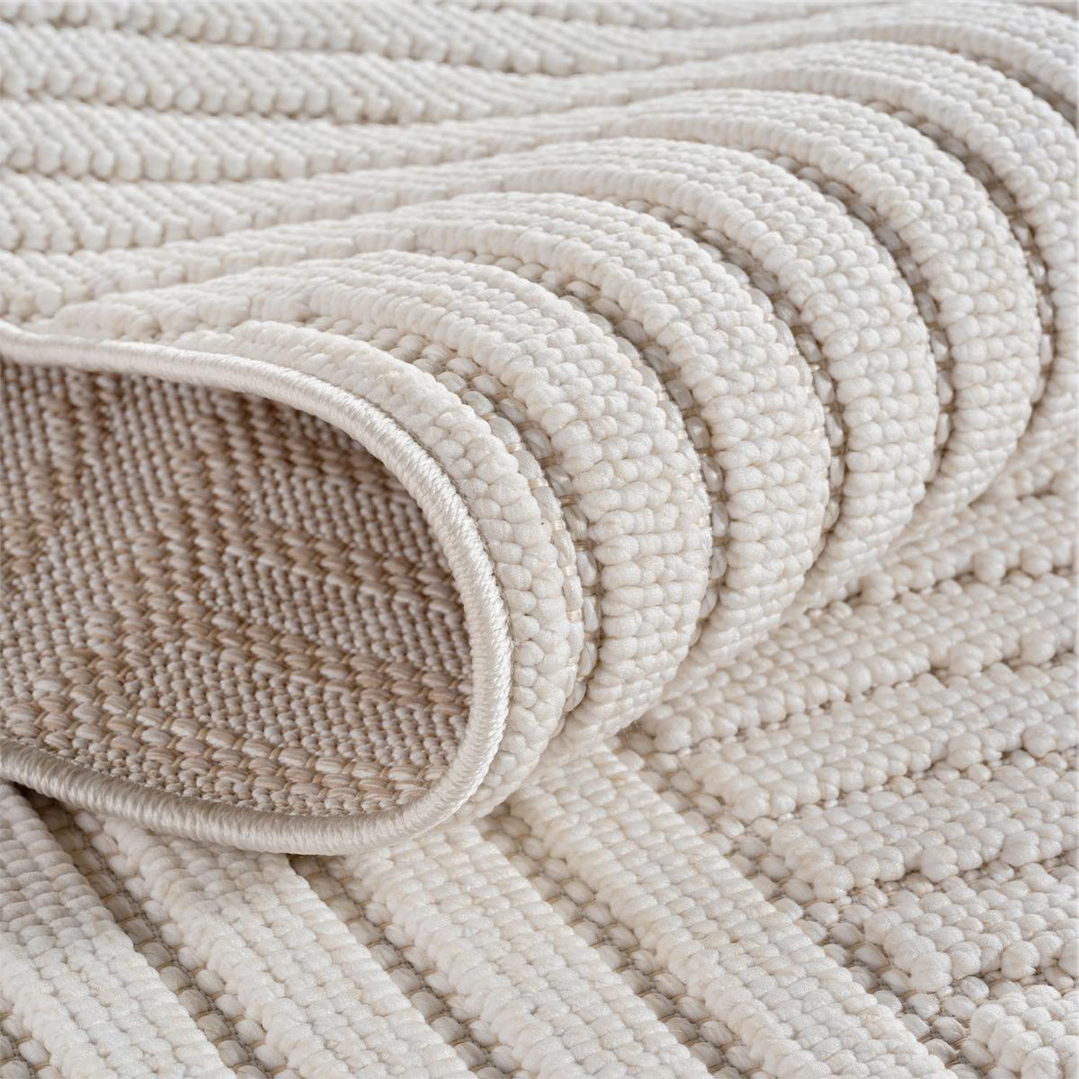 TEPPICH Flachgewebe LANGAU in Creme, mit geometrischen Bögen, Ø 80 cm - Beige, Textil (80/80cm) - KADIMA DESIGN