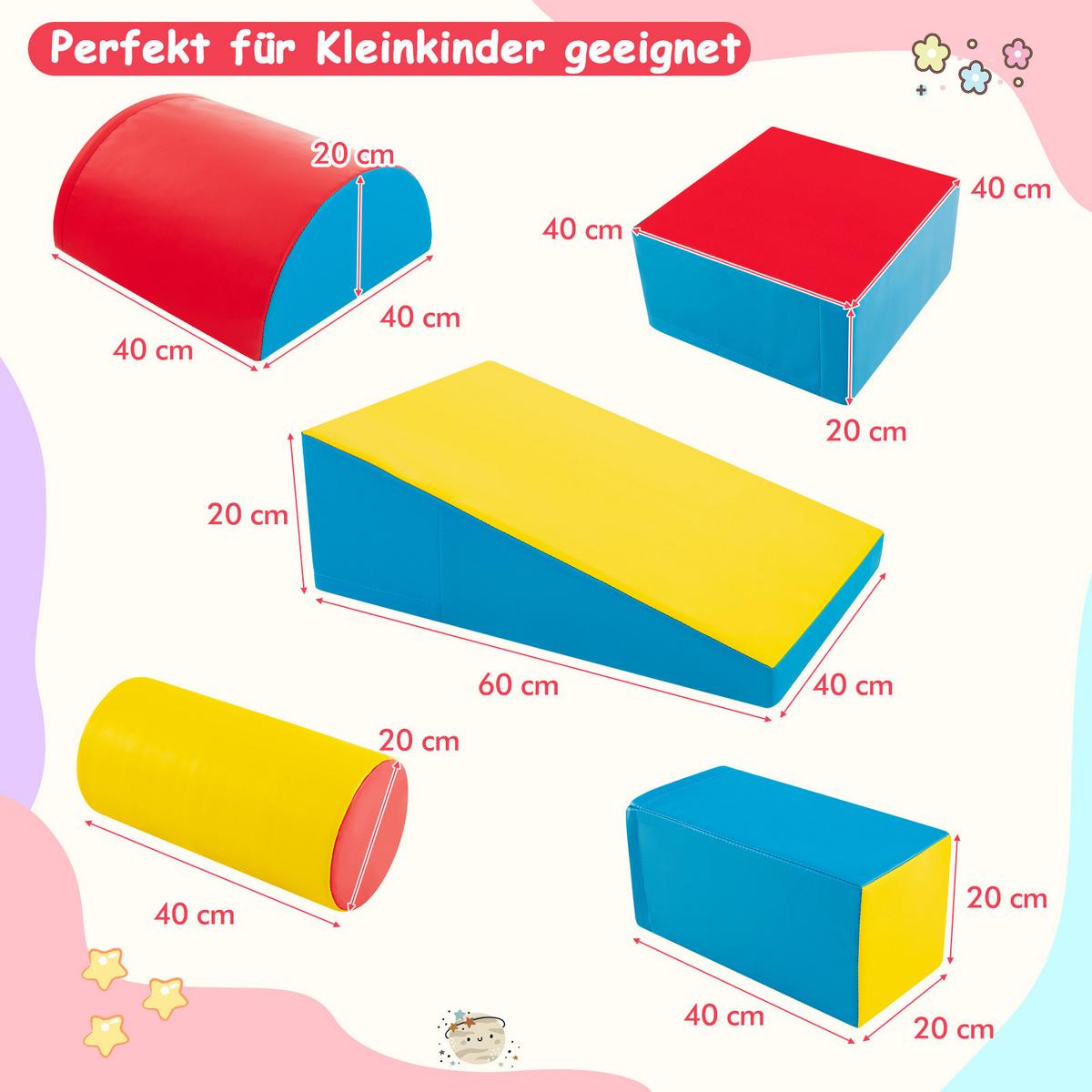 SCHAUMSTOFFBLOCK Rot (5-teilig) - Rot, Kunststoff (40/20/40cm) - COSTWAY