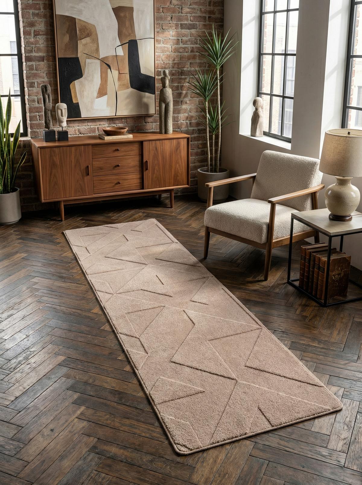 TEPPICH Kurzflor Waschbar LAVAREDO in Beige, geometrisch, 80 x 250 cm - Beige, Textil (80/250cm) - KADIMA DESIGN