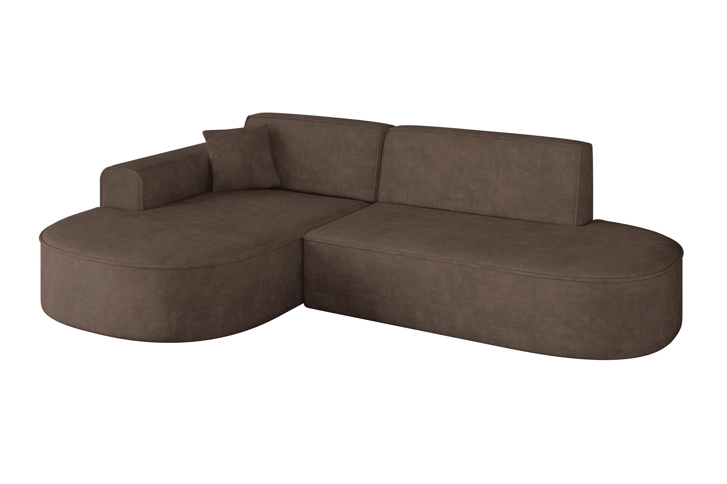 ECKSOFA Ottomane Links MARI-L1 - 243x171x79 cm Braun Velours - Schwarz/Braun, Holzwerkstoff/Kunststoff (243/171cm) - ALTDECOR