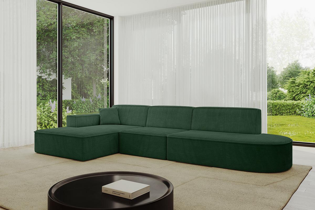 ECKSOFA Ottomane Links IREA-L2-v4 - 327x165x77 cm Grün - Currygelb, Holzwerkstoff/Textil (327/165cm) - ALTDECOR