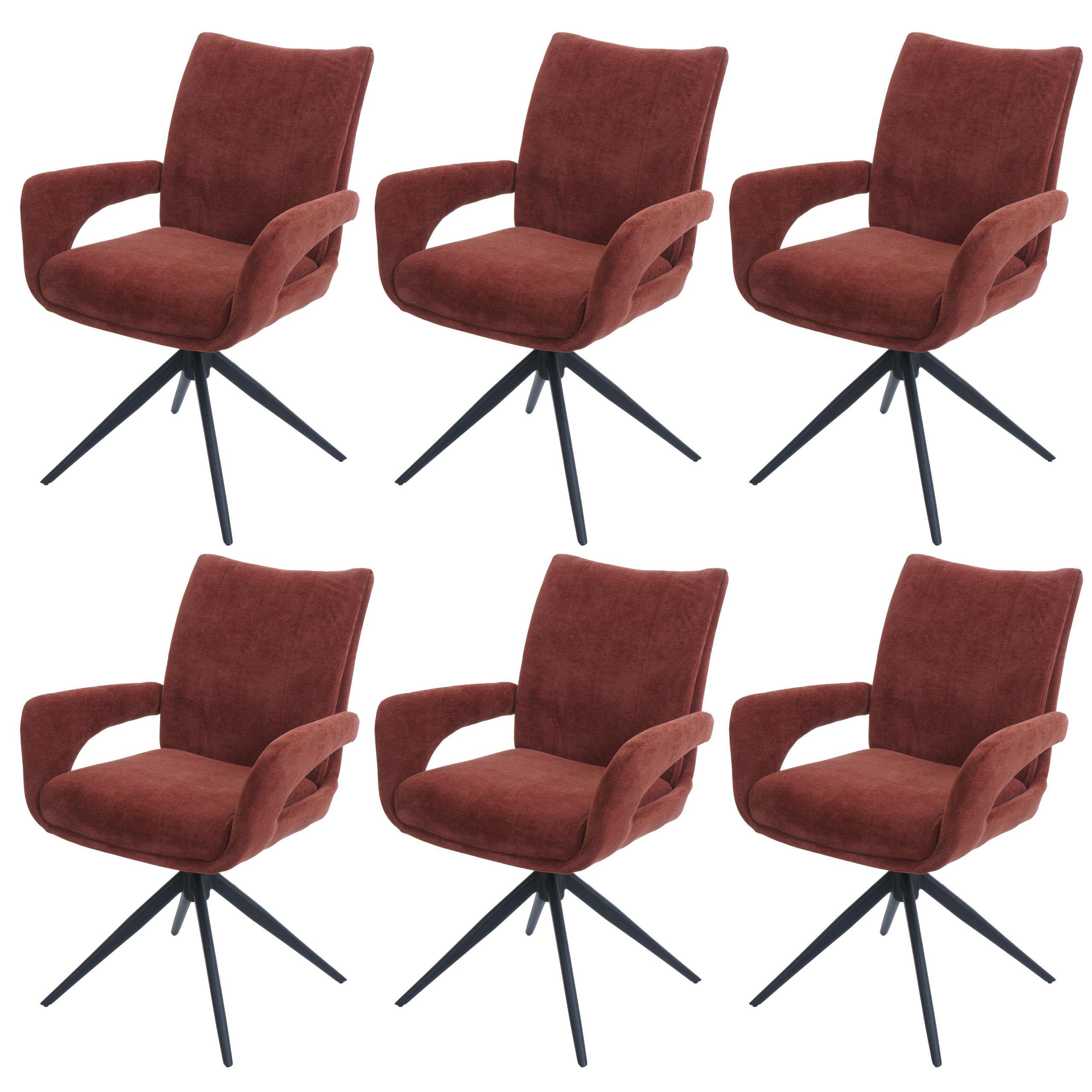 ESSZIMMERSTUHL Rotbraun 6er-Set - Rotbraun, Textil (60/90/60cm) - MCW