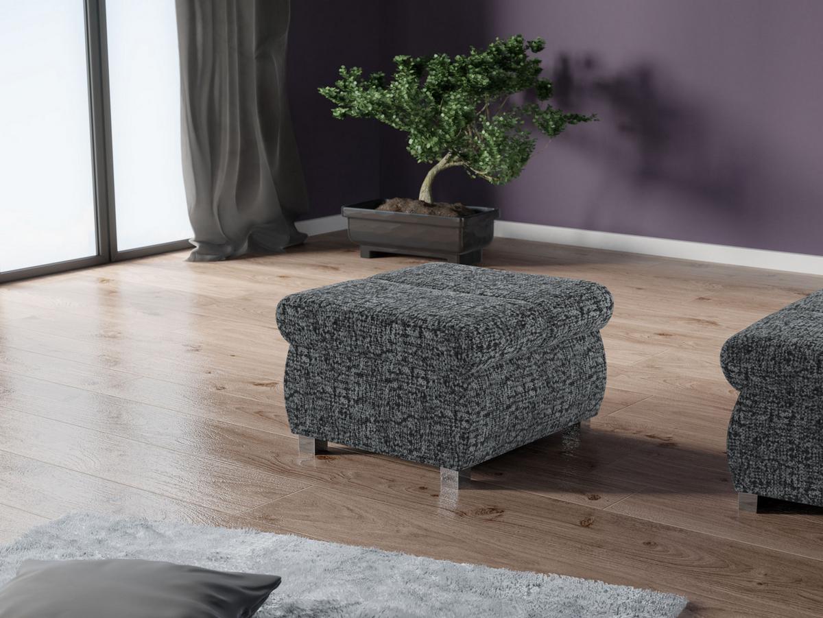 POLSTERHOCKER Bangkok Klein - Greige/Silberfarben, Holz/Kunststoff (60/39/60cm) - MIRJAN24