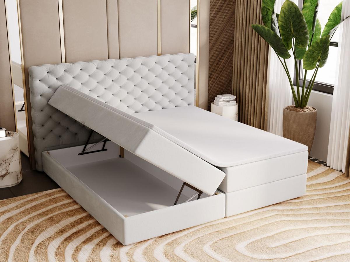 BOXBETT Bergamo 140x200 Hellgrau - Hellgrau/Schwarz, Holz/Textil (140/200cm) - Graingold