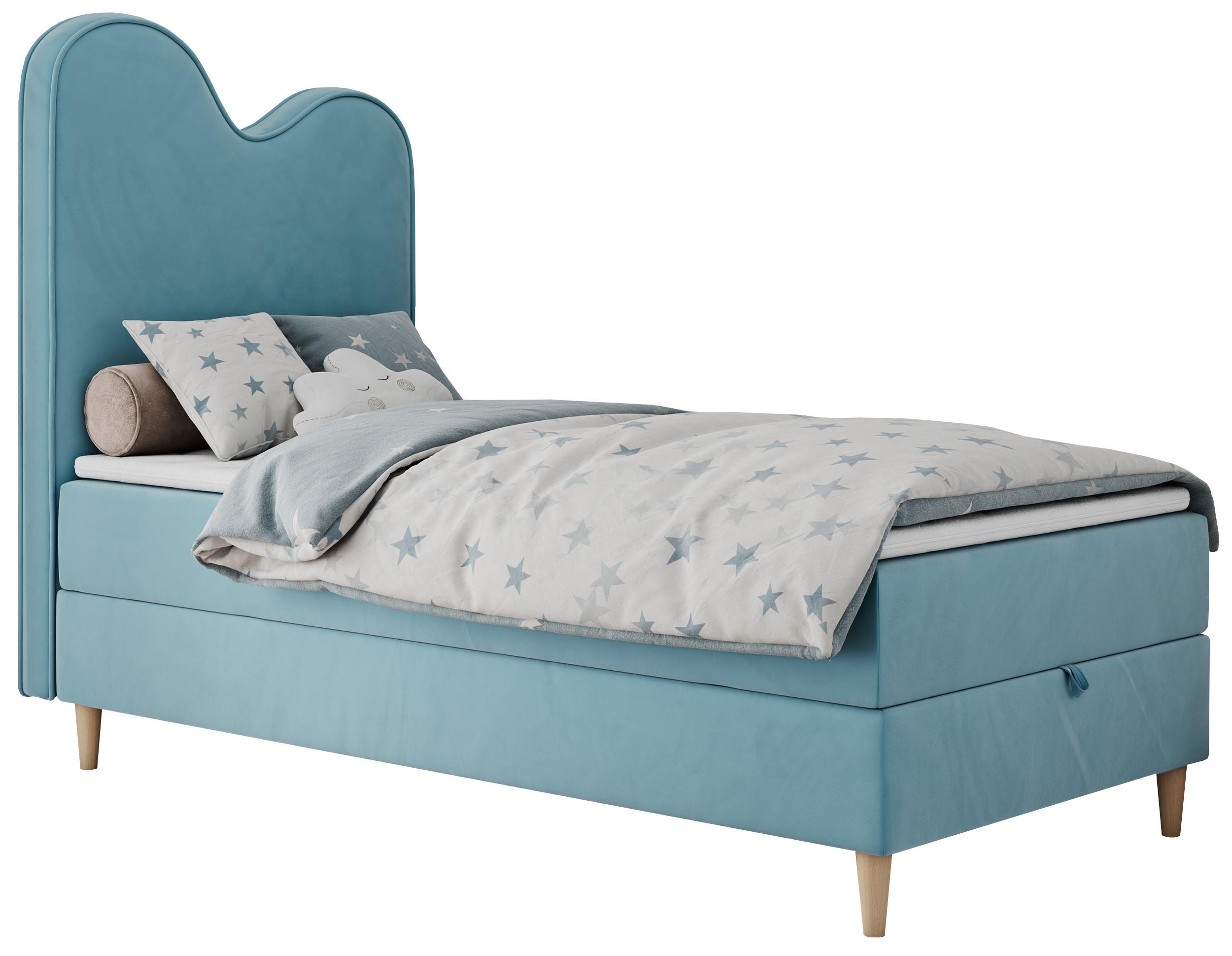 BOXBETT FLOW 90/180 Blau Velvet - H3 - Blau, Holz/Textil (90/180cm) - MKS