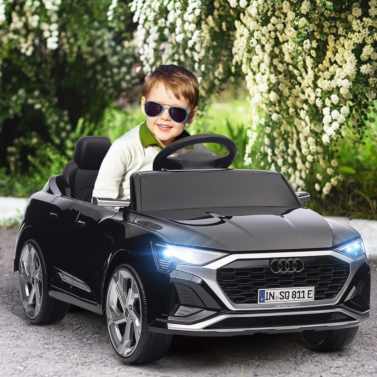 KINDER-ELEKTROAUTO mit Fernbedienung, MP3, Musik & Hupe - Schwarz, Kunststoff (98/49.5/43cm) - AIYAPLAY