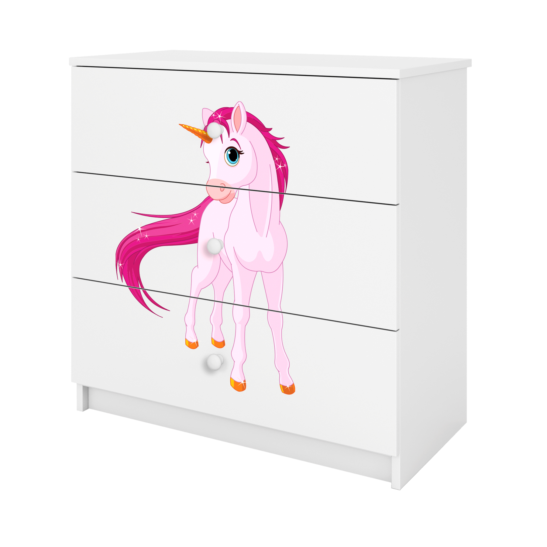 KOMMODE Babydreams Einhorn 81/81/41 - Weiß, Holzwerkstoff (81/81/41cm) - RAUMHIRSCH FURNITURE