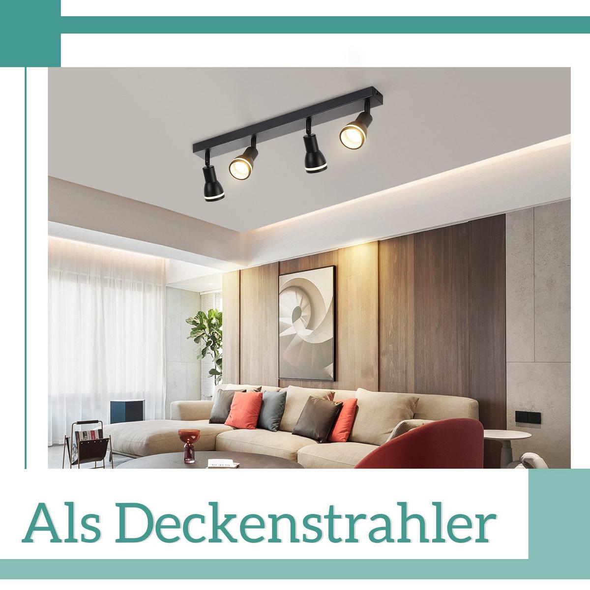 DECKENSTRAHLER Kissingen 4-flammig 55/5/15.7 cm - Schwarz, Metall (55/5/15.7cm) - Nettlife