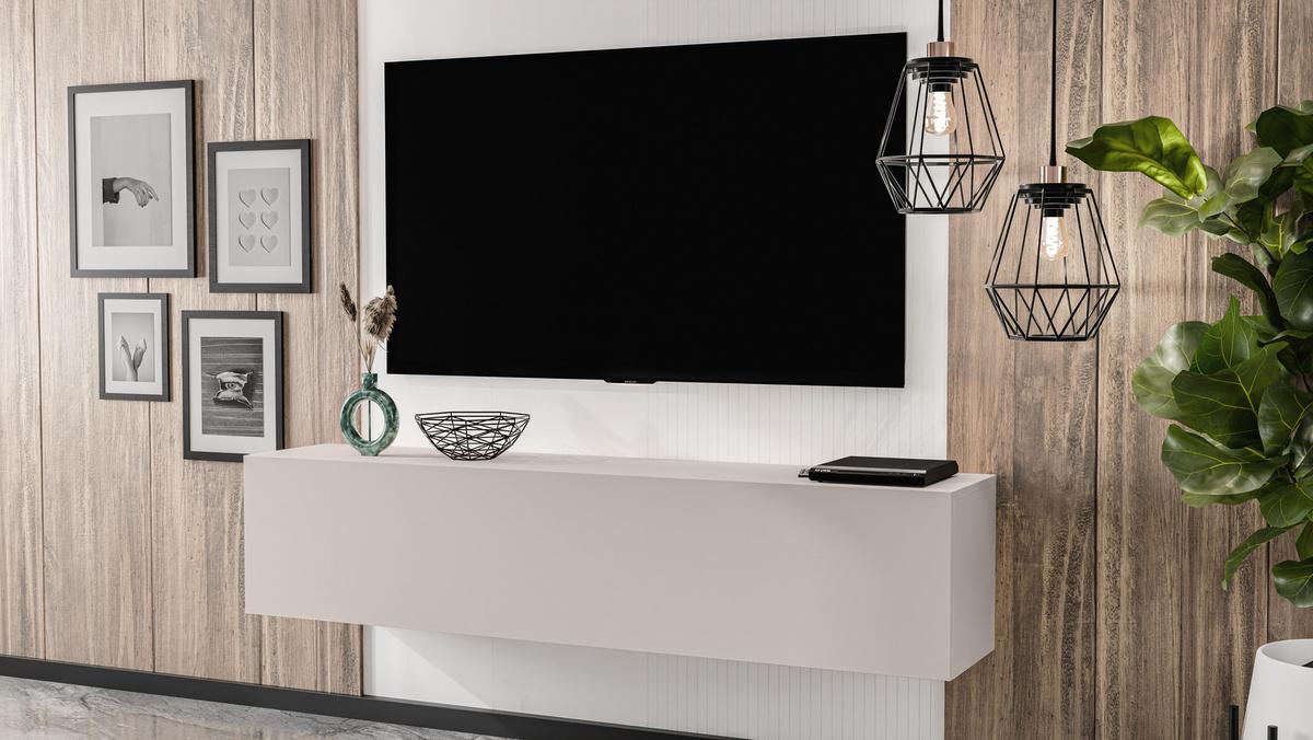 LOWBOARD ZIVOLLI 160 Beige 160/34/32 cm – TV-Schrank für Wandmontage - Beige, Holzwerkstoff/Kunststoff (160/34/32cm) - AX Living