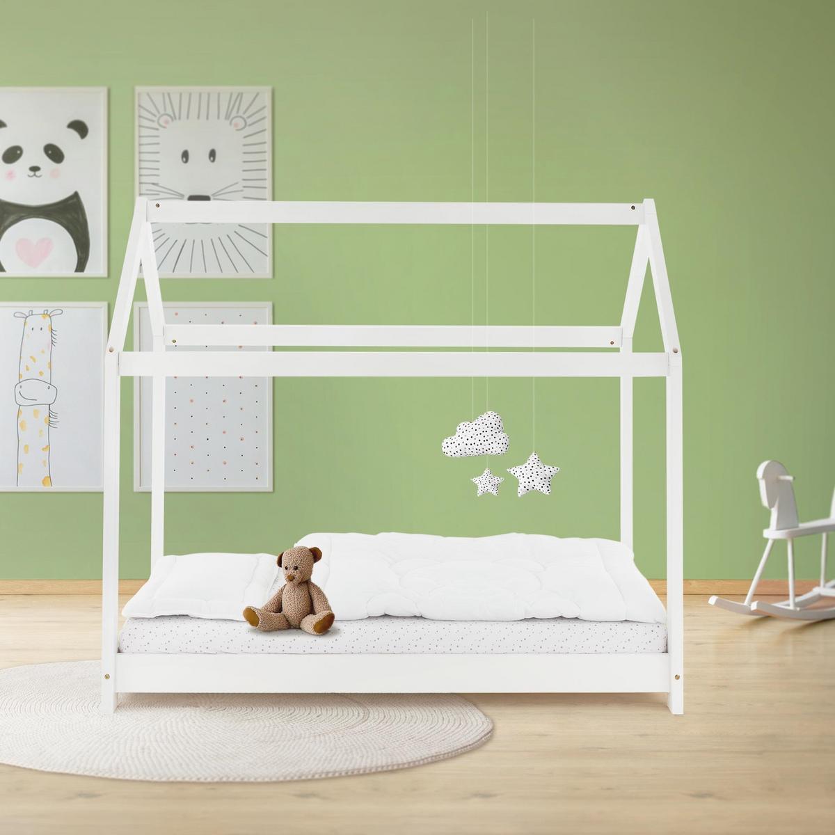 KINDERBETT mit Dach 80x160 cm Weiß - Weiß, Holz (80/160cm) - ML-DESIGN