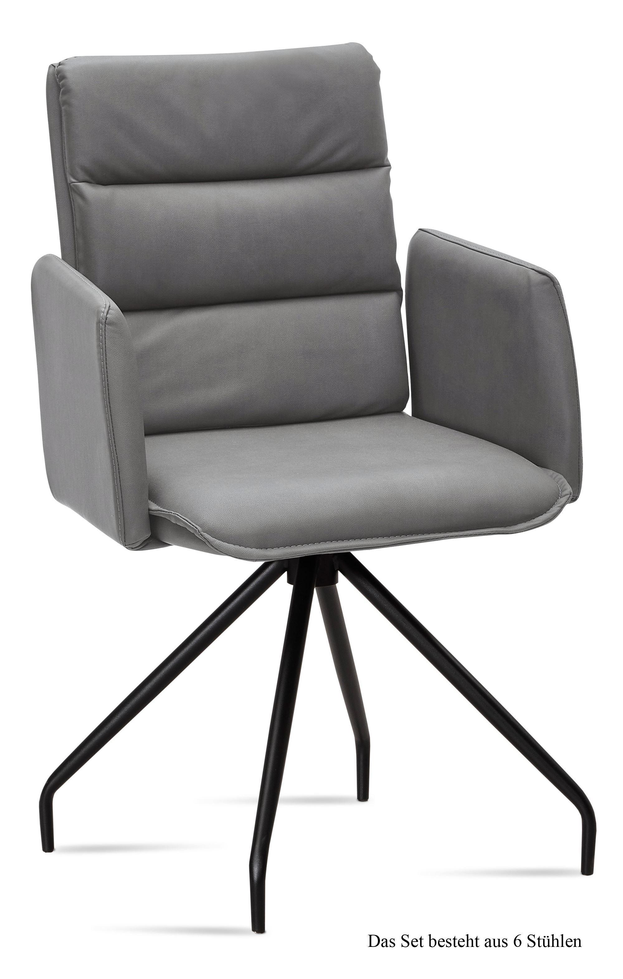 ARMLEHNSTUHL (6er-Set) Dianne 52x92x60 Schwarz/Grau - Schwarz/Grau, Kunststoff (60/92/52cm) - 58aufmkessel