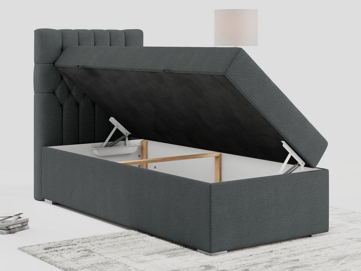 BOXBETT PERA 90/200 Dunkelgrau Struktur - H3 - Links Seite - Dunkelgrau, Holz/Textil (90/200cm) - MKS
