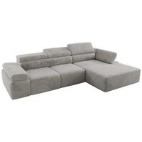 ECKSOFA RILASSO L Hellgrau Plüsch - rechts - Hellgrau/Schwarz, Kunststoff/Textil (174/296cm) - MKS