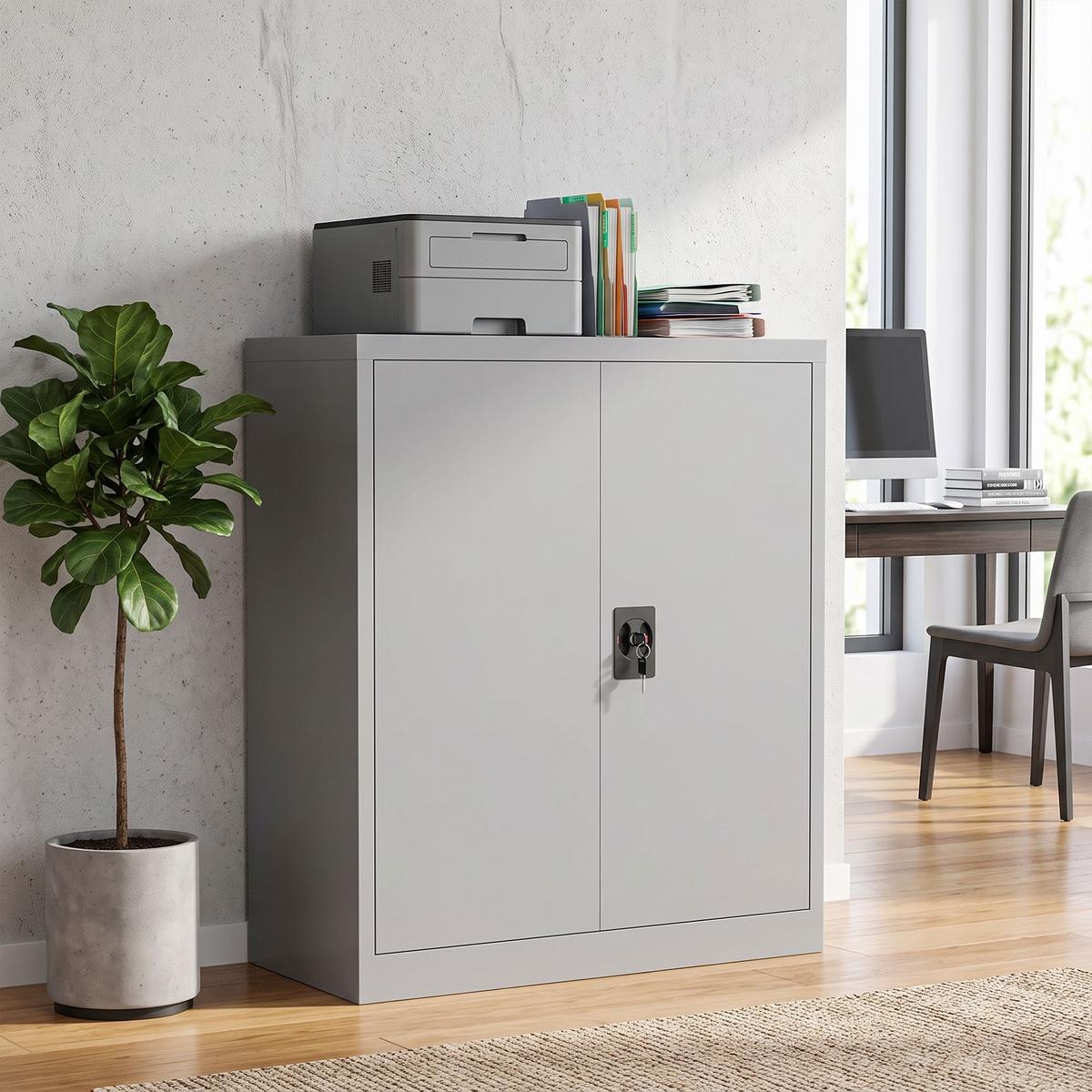 AKTENSCHRANK kaltgewalzter Stahl grau - Grau, Metall (40/92.5/80cm) - Vinsetto