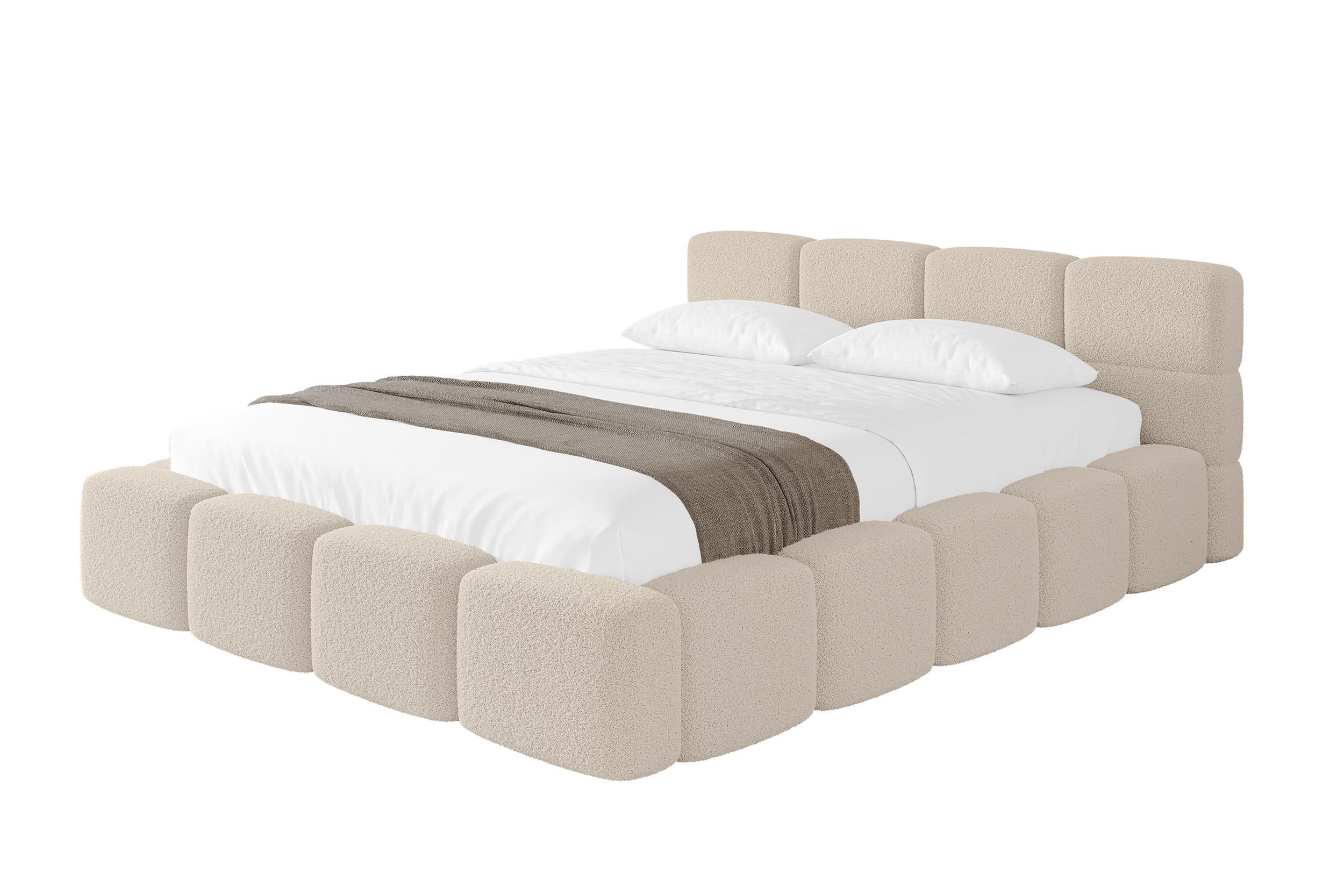 POLSTERBETT mit Bettkasten und Lattenrost, Bett mit Matratze H3/H4, Kopfteil, Boxbett, Doppelbett mit Stauraum - NATA-v1 140x200 Dunkelbeige - Hellbraun, Holzwerkstoff/Textil (140/200cm) - ALTDECOR
