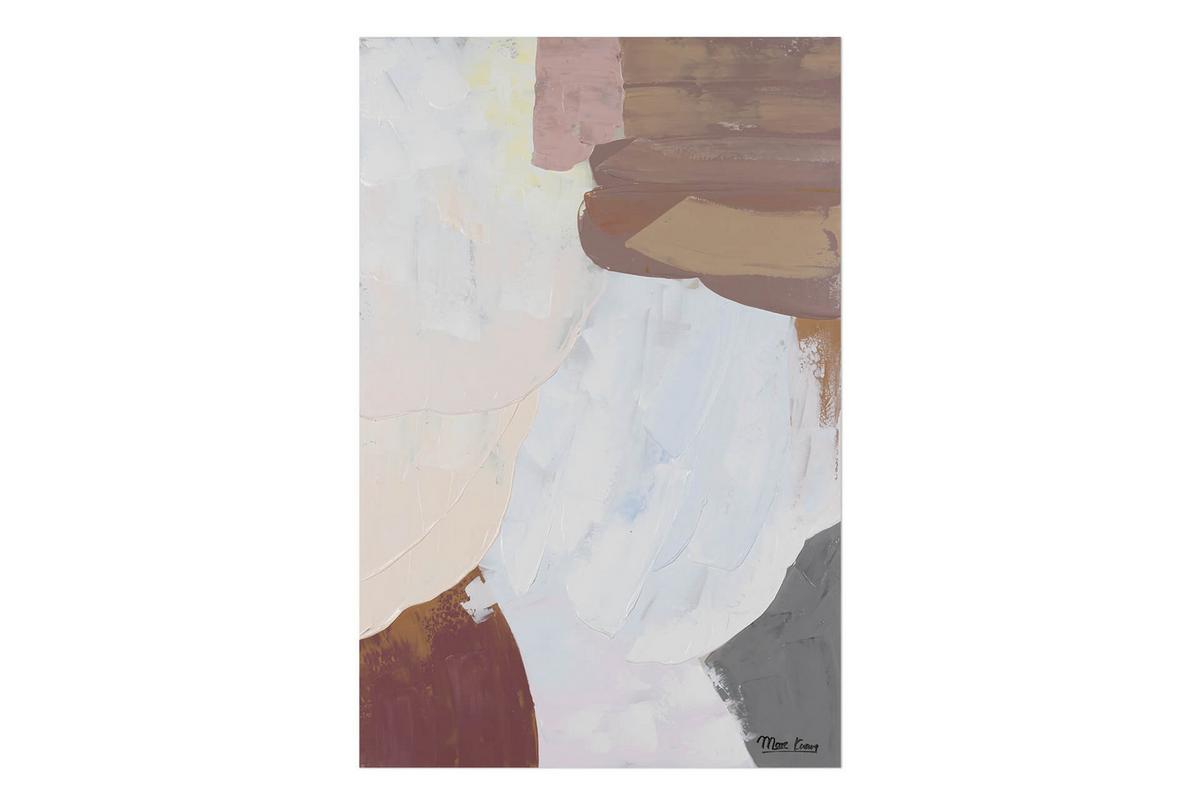 ACRYLBILD HANDGEMALT 60/90 cm - Beige/Weiß, Holz/Textil (60/90cm) - KUNSTLOFT