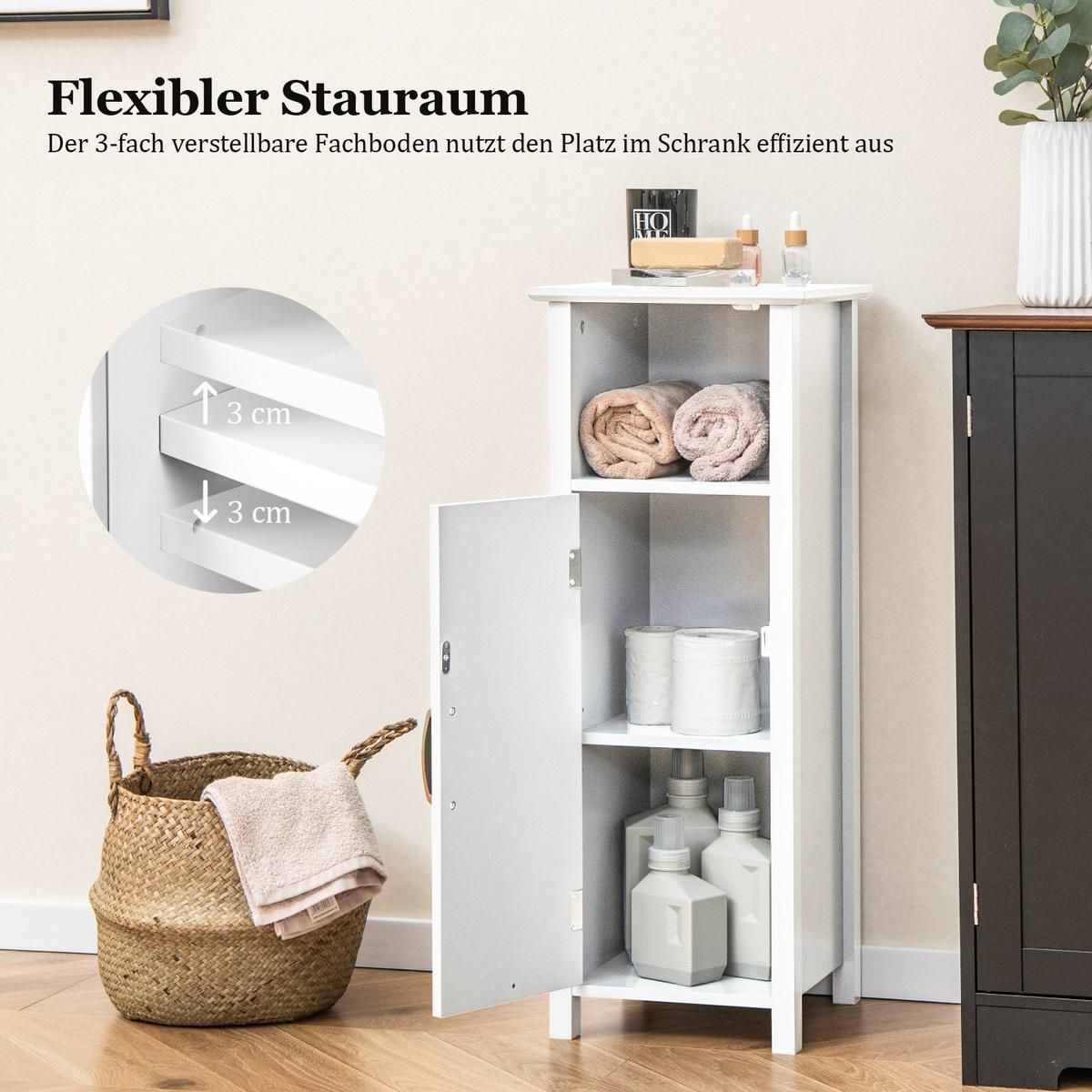 AUFBEWAHRUNGSSCHRANK Weiß - Weiß, Holzwerkstoff (30/80/30cm) - COSTWAY