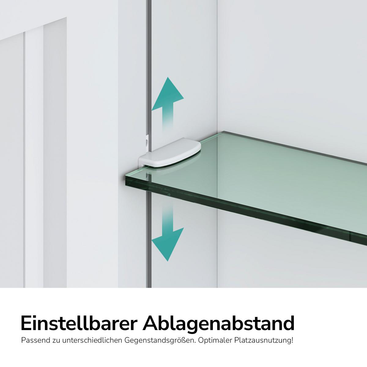 SPIEGELSCHRANK mit Ablagefächern und Rückwand-Stauraum mattweiß 65/80 cm - Weiß, Glas (80/65/15cm) - EMKE