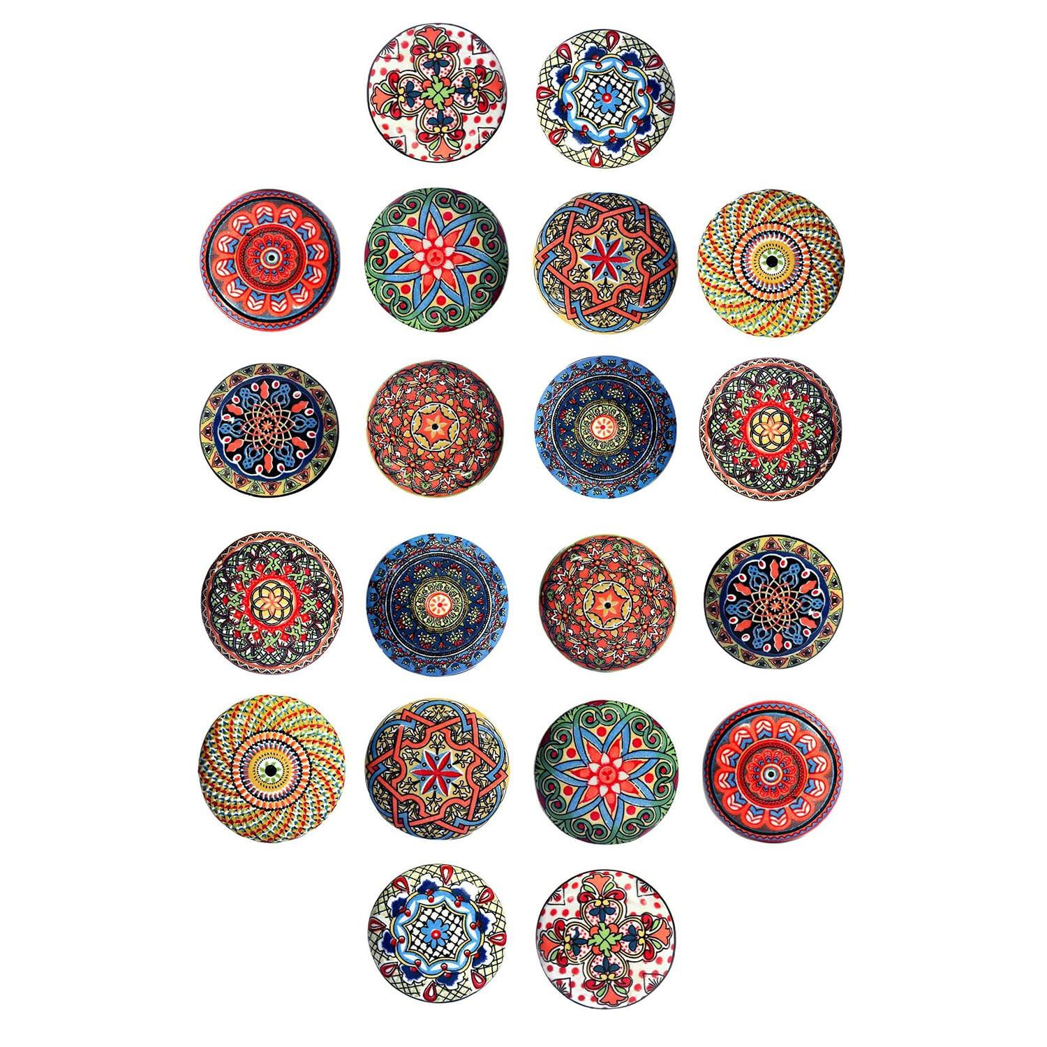 KERAMIKKNÖPFEN Set mit 20 mit verschiedenen floralen Vintage-Motiven 40 mm Durchmesser. - Beige, Keramik (4/4/6.9cm) - Nacnic