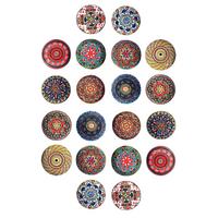 KERAMIKKNÖPFEN Set mit 20 mit verschiedenen floralen Vintage-Motiven 40 mm Durchmesser. - Beige, Keramik (4/4/6.9cm) - Nacnic