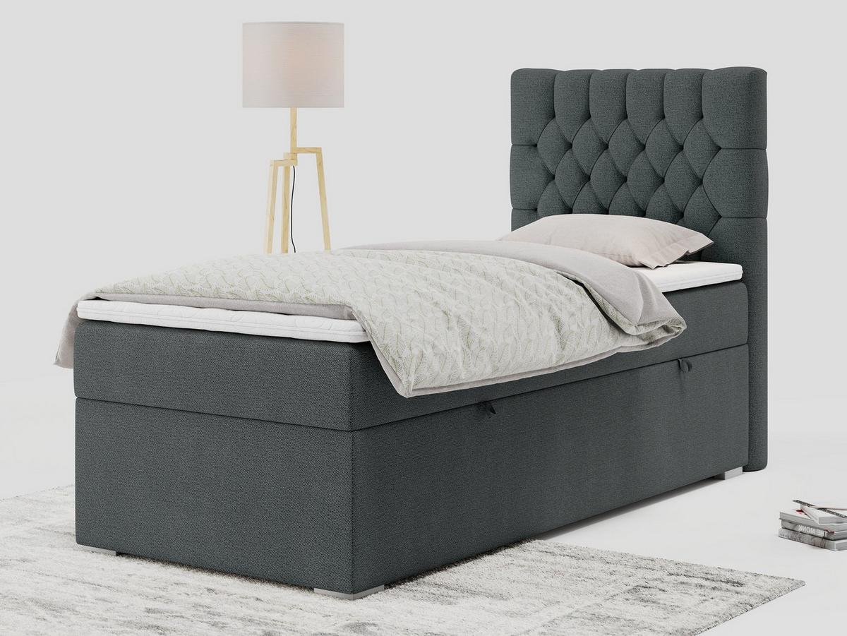 BOXBETT PERA 90/200 Dunkelgrau Struktur - H4 - Rechts Seite - Dunkelgrau, Holz/Textil (90/200cm) - MKS