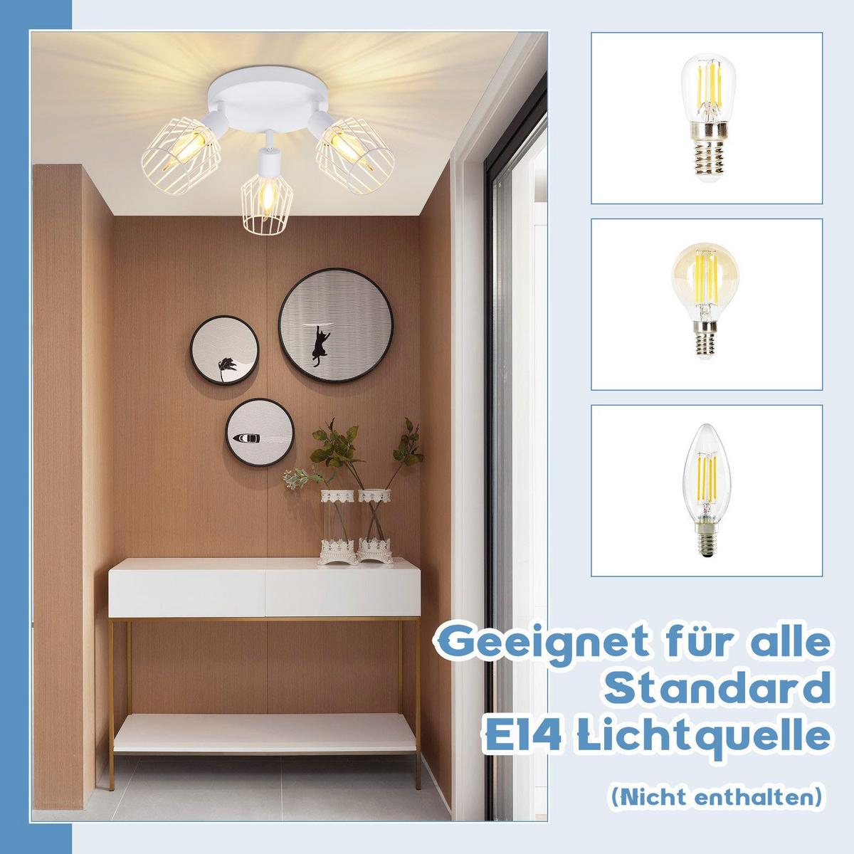 DECKENSTRAHLER Ennis 3-flammig 29/29/24cm - Weiß, Metall (29/29/24cm) - Nettlife