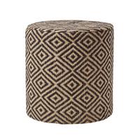 SITZPOUF rund mit Ethno-Muster, 40/40/42 cm - Schwarz, Textil (40/42/40cm) - Homescapes