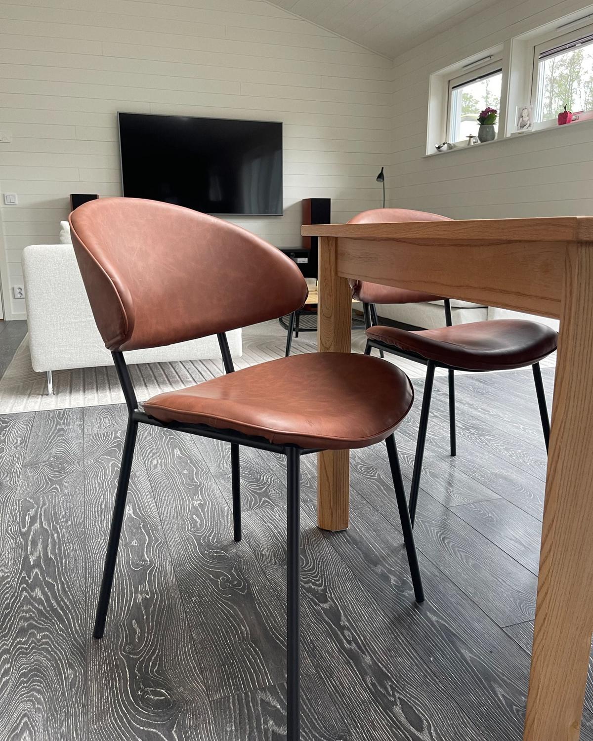 ESSZIMMERSTUHL 2er Set Kunstleder Braun Kiana - Braun, Kunststoff (50/81/59cm) - Beliani